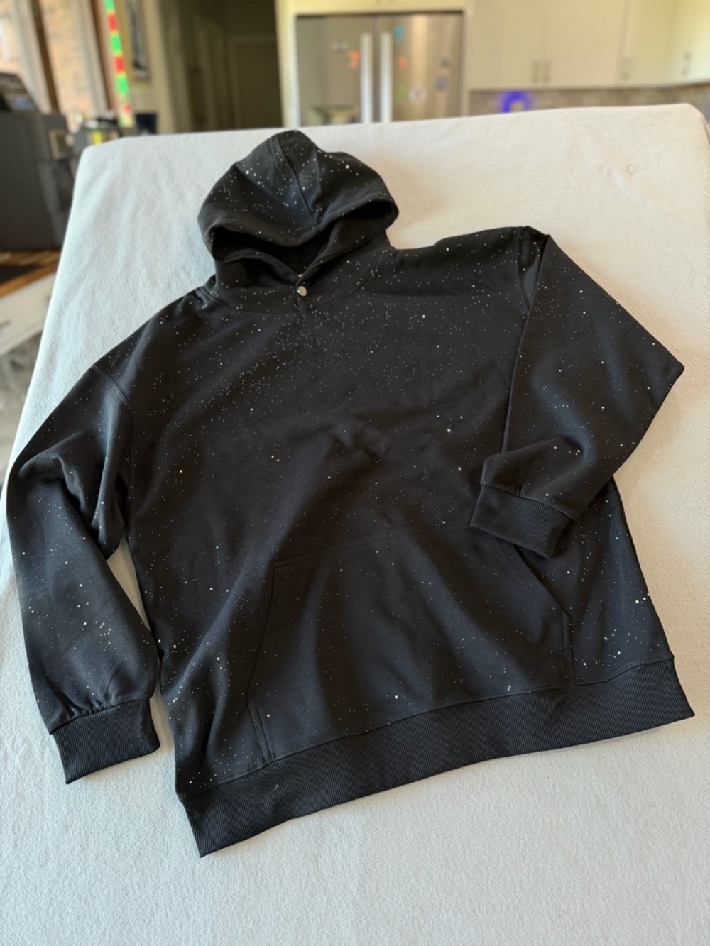 Black with Silver Sparkles Pullover Hoodie Size XXL #260893